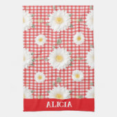 Country Red Gingham with White Daisies Geschirrtuch (Vertikal)