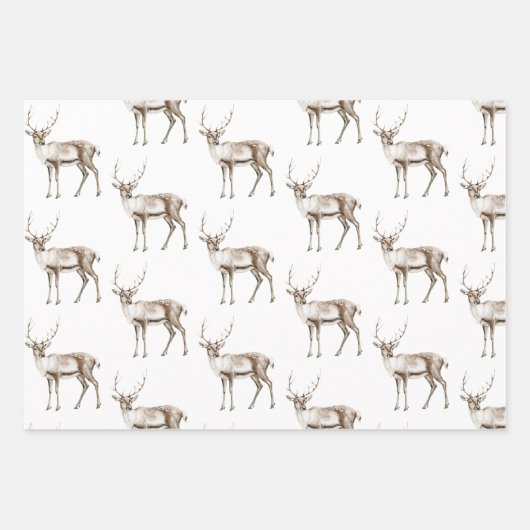 Country Red Green Kariert Christmas Deer Geschenkpapier Set (Vorderseite 2)