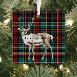 Country Red Green Kariert Christmas Deer Ornament Aus Metall