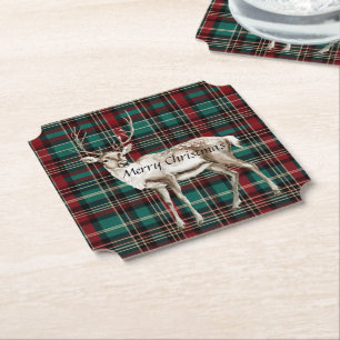 Country Red Green Kariert Christmas Deer Untersetzer