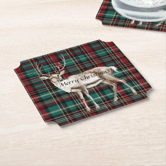 Country Red Green Kariert Christmas Deer Untersetzer (angewinkelt)