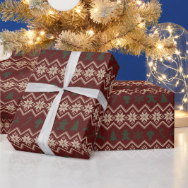 Country Red Green Snowflakes Weihnachten Geschenkpapier