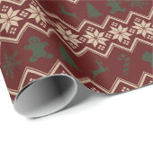 Country Red Green Snowflakes Weihnachten Geschenkpapier (Rolleneckpunkt)
