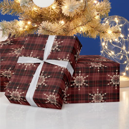 Country Red Kariert Snowflakes Weihnachten Geschenkpapier (Feiertage)