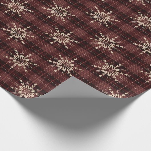 Country Red Kariert Snowflakes Weihnachten Geschenkpapier (Ecke)