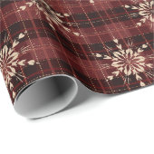 Country Red Kariert Snowflakes Weihnachten Geschenkpapier (Rolleneckpunkt)