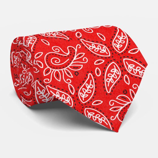 Country Red Paisley Muster Krawatte (Gerollt)