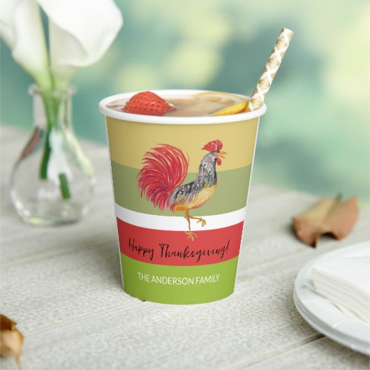 Country Red Rooster Watercolor Pappbecher (In Situ)