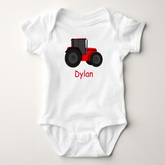 Country Red Traktor mit Ihrem Baby Name Romper Baby Strampler (Vorderseite)