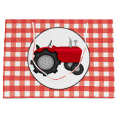 Country Red Traktor Party Gingham Style Tasche Große Geschenktüte (Vorderseite)