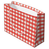 Country Red Traktor Party Gingham Style Tasche Große Geschenktüte (Rückseite Schrägansicht)