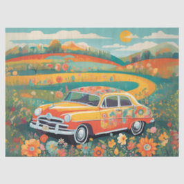 Country Road Car Whimsy Seidenpapier