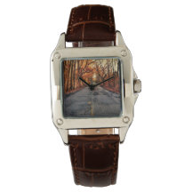 Country Road im Fall Brown Leather Watch