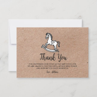 Country Rocking Horse Baby Shower Thank You Card  Dankeskarte