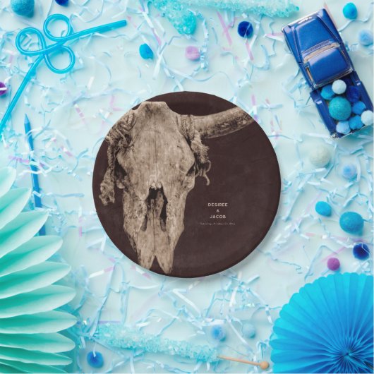Country Rodeo Western Brown Bull Skull Pappteller (Party)