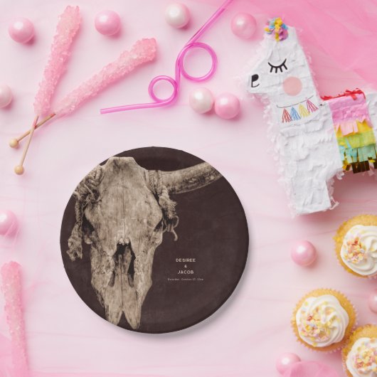 Country Rodeo Western Brown Bull Skull Pappteller (Party)