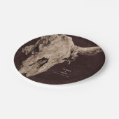 Country Rodeo Western Brown Bull Skull Pappteller (Schrägansicht)
