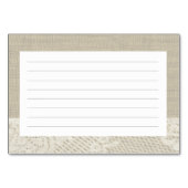 Country Romance Burlap- und Spitzenrezeptkarten Tischnummer (Rückseite)