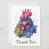 Country Rooster Chicken Watercolor Stil Dankeskarte (Vorderseite)
