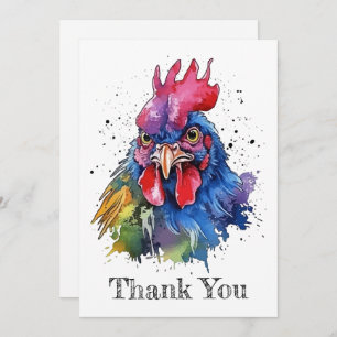 Country Rooster Chicken Watercolor Stil Dankeskarte