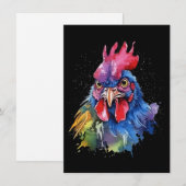 Country Rooster Chicken Watercolor Stil Dankeskarte (Vorne/Hinten)
