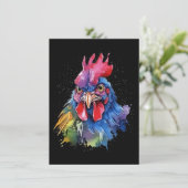 Country Rooster Chicken Watercolor Stil Dankeskarte (Stehend Vorderseite)
