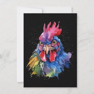 Country Rooster Chicken Watercolor Stil Dankeskarte
