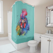 Country Rooster Chicken Watercolor Stil Duschvorhang (Beispiel)