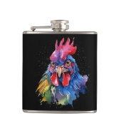 Country Rooster Chicken Watercolor Stil Flachmann (Vorderseite)