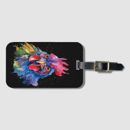 Country Rooster Chicken Watercolor Stil Gepäckanhänger