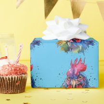 Country Rooster Chicken Watercolor Stil