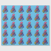 Country Rooster Chicken Watercolor Stil Geschenkpapier (Flach)