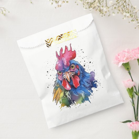 Country Rooster Chicken Watercolor Stil Geschenktütchen (Versiegelt)