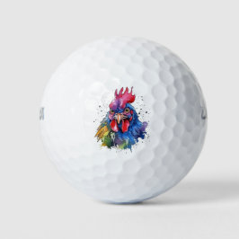 Country Rooster Chicken Watercolor Stil Golfball