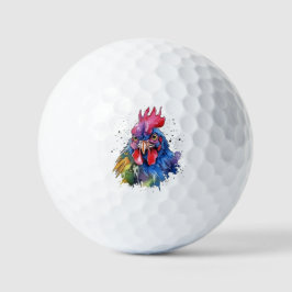 Country Rooster Chicken Watercolor Stil Golfball
