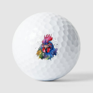 Country Rooster Chicken Watercolor Stil Golfball