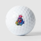 Country Rooster Chicken Watercolor Stil Golfball (Vorderseite)