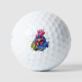 Country Rooster Chicken Watercolor Stil Golfball