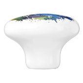 Country Rooster Chicken Watercolor Stil Keramikknauf (Seitenansicht)