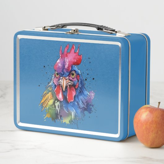 Country Rooster Chicken Watercolor Stil Metall Brotdose (Beispiel)