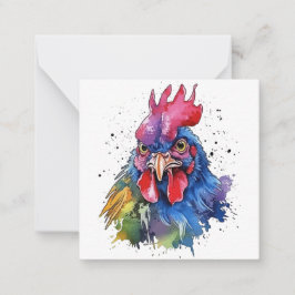 Country Rooster Chicken Watercolor Stil Mitteilungskarte
