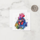 Country Rooster Chicken Watercolor Stil Mitteilungskarte (Vorderseite/Rückseite Beispiel)