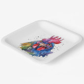 Country Rooster Chicken Watercolor Stil Pappteller (Gewinkelt)