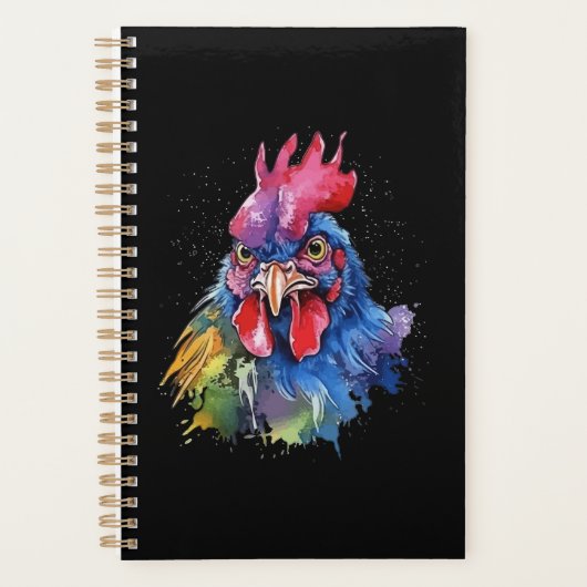 Country Rooster Chicken Watercolor Stil Planer (Vorderseite)