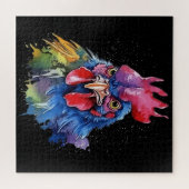 Country Rooster Chicken Watercolor Stil Puzzle (Horizontal)