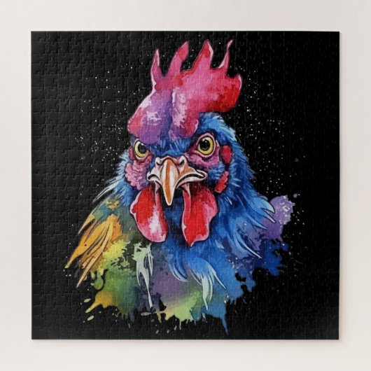 Country Rooster Chicken Watercolor Stil Puzzle (Vertikal)