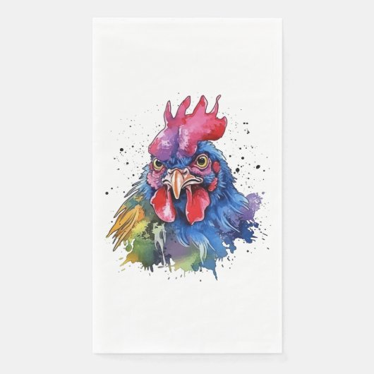 Country Rooster Chicken Watercolor Stil Serviette (Vorderseite)