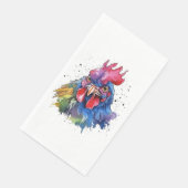 Country Rooster Chicken Watercolor Stil Serviette (Ecke)