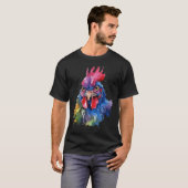 Country Rooster Chicken Watercolor Stil T-Shirt (Vorne ganz)