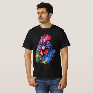 Country Rooster Chicken Watercolor Stil T-Shirt